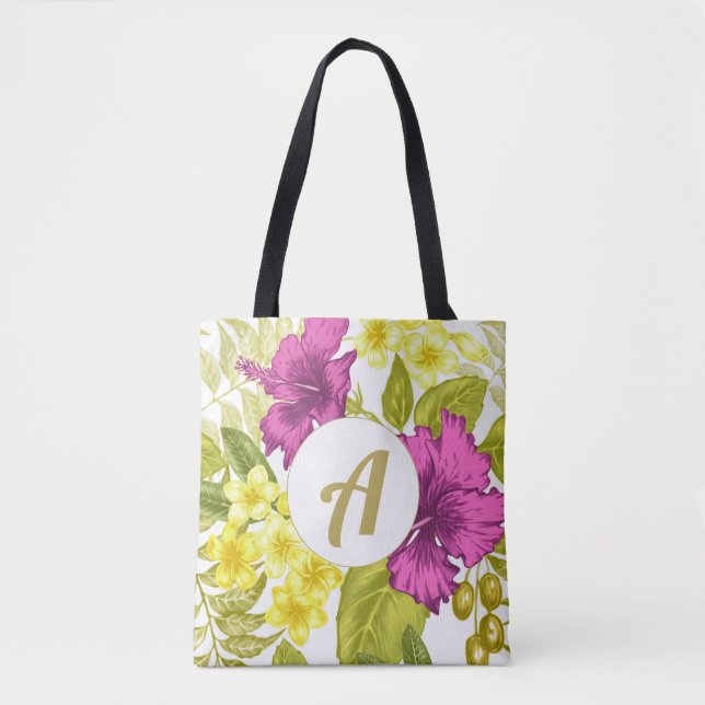 Bolsa Tote Impressão Floral Colorida com Monograma (Frente)