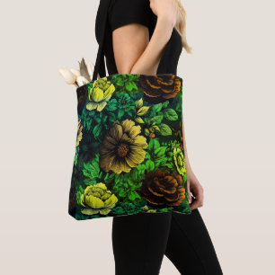 Bolsa Tote Impressão Floral de Vintage com Cores Únicas