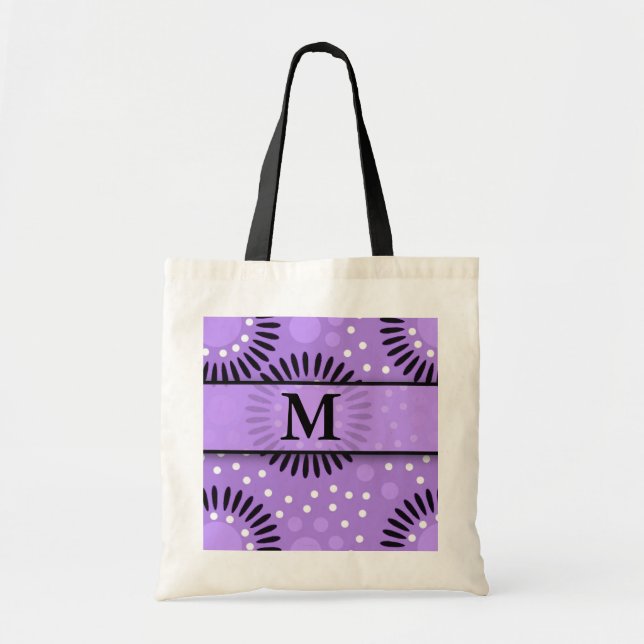 Bolsa Tote Impressão floral roxo Monogrammed (Frente)