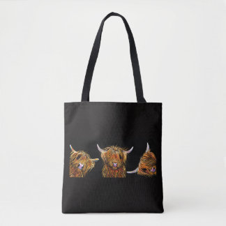 Bolsa Tote Impressão HiGHLaND CoW "THe SCoTieS" para o BaG
