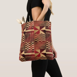 Bolsa Tote Impressão Kwanzaa Kente (Vermelho/Dourado)
