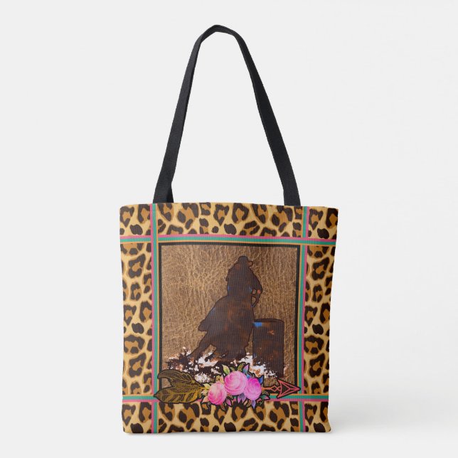 BOLSA TOTE IMPRESSÃO LEOPARD BOHO BARREL RACER BARREL RACK (Verso)