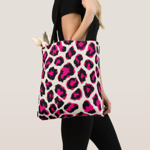 Bolsa Tote Impressão Leopardo de Animais Rosa e Preto