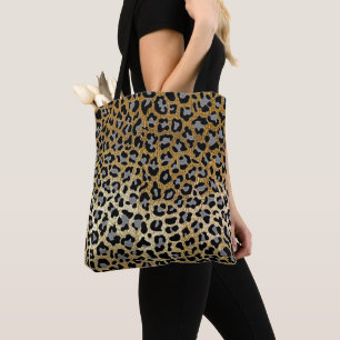 Bolsa Tote Impressão Leopardo Dourada