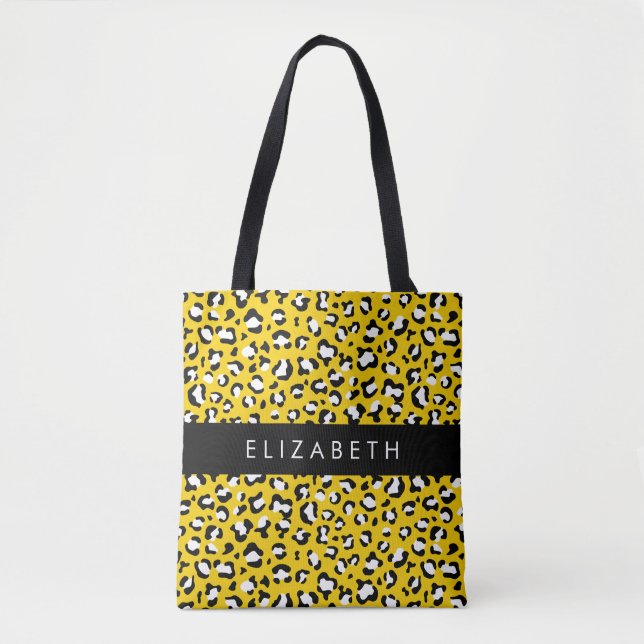 Bolsa Tote Impressão Leopardo, Manchas, Leopardo Amarelo, Seu (Frente)