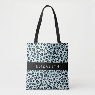Bolsa Tote Impressão Leopardo, Manchas, Leopardo Azul, Seu No