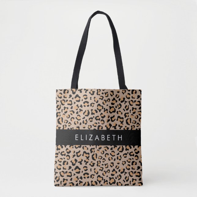 Bolsa Tote Impressão Leopardo, Manchas, Leopardo Marrom, Seu  (Frente)
