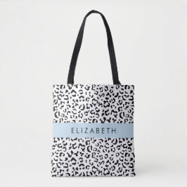 Bolsa Tote Impressão Leopardo, Manchas, Preto E Branco, Seu N