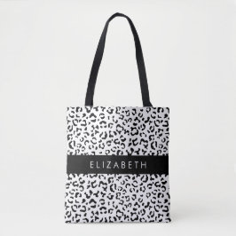 Bolsa Tote Impressão Leopardo, Manchas, Preto E Branco, Seu N