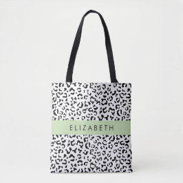 Bolsa Tote Impressão Leopardo, Manchas, Preto E Branco, Seu N