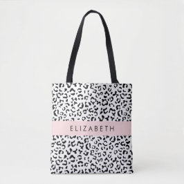 Bolsa Tote Impressão Leopardo, Manchas, Preto E Branco, Seu N