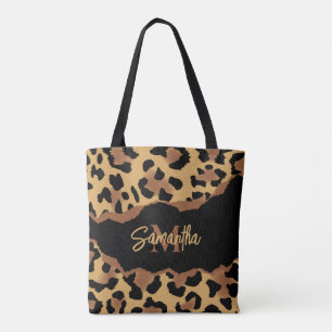 Bolsa Tote Impressão Leopardo Monograma Cujo Leopardo É Corta