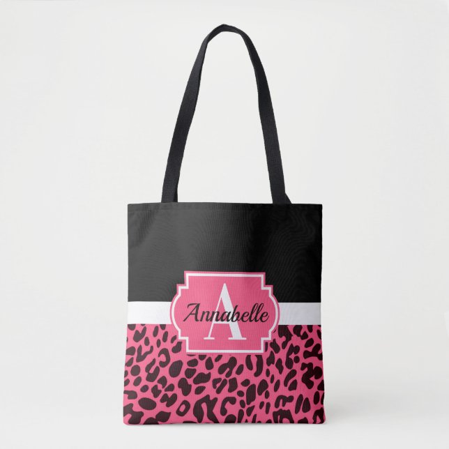 Bolsa Tote Impressão Leopardo Rosa (Frente)