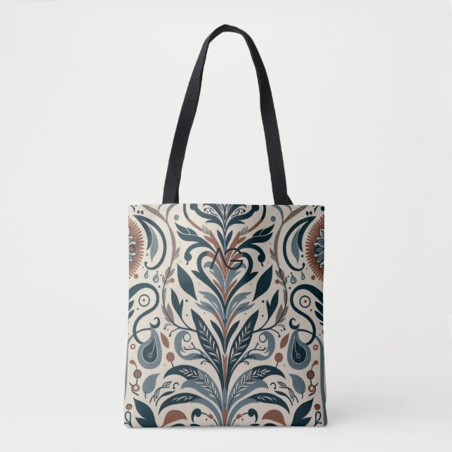Bolsa Tote Impressão Linear Abstrata Aria Grace Urban Bloom (Frente)