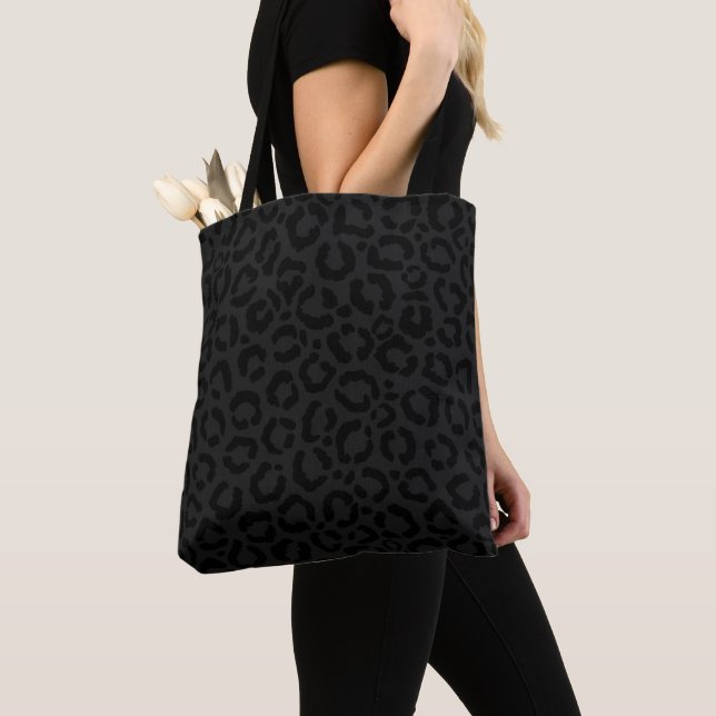 Bolsa Tote Impressão Mínima Moderna do Leopardo Negro (Close Up)