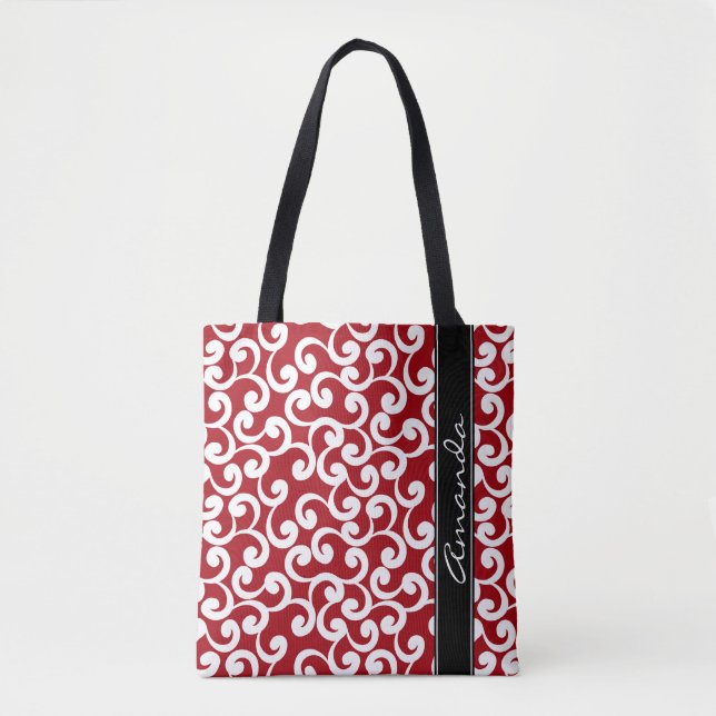 Bolsa Tote Impressão Monogrammed dos elementos do vermelho de (Frente)