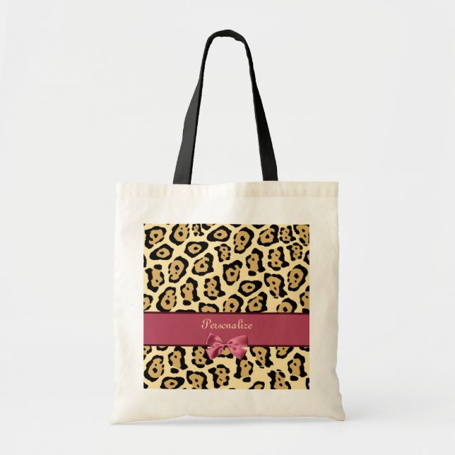 Bolsa Tote Impressão na moda de Jaguar com arco e nome (Frente)