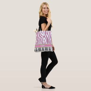 Bolsa Tote Impressão personalizado da zebra do brilho do ros