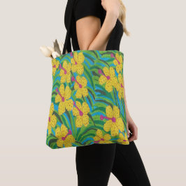 Bolsa Tote Impressão tropical de Hibiscus amarelo