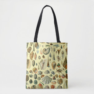 Bolsa Tote Impressão Vintage de Conchas Marinhas Adolphe Mill