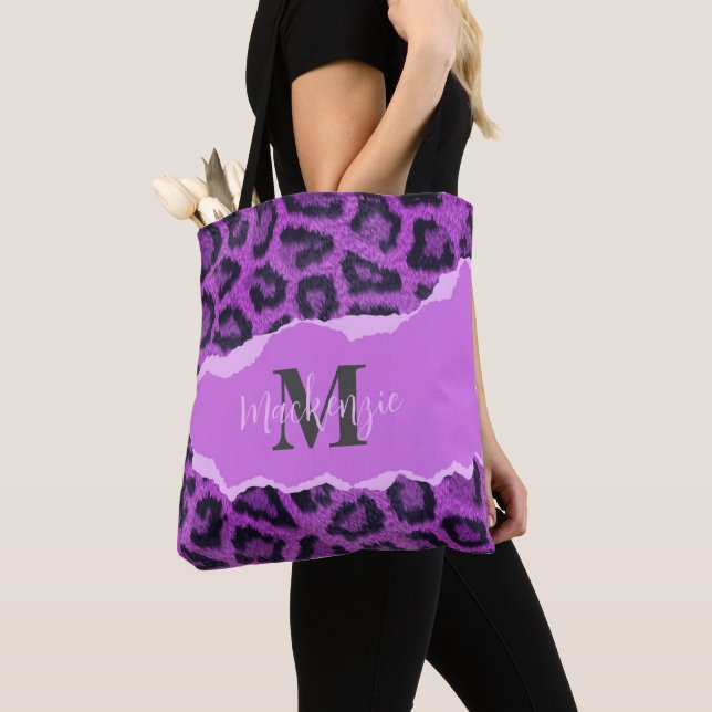 Bolsa Tote Impressão Violet Leopard (Close Up)