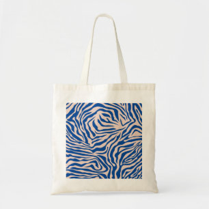 Bolsa Tote Impressão Zebra Azul Zebra Stripe Impressão Animal