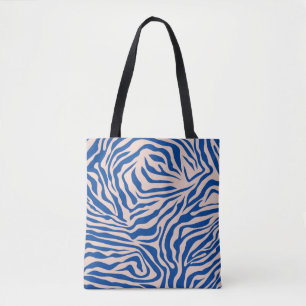 Bolsa Tote Impressão Zebra Azul Zebra Stripe Impressão Animal