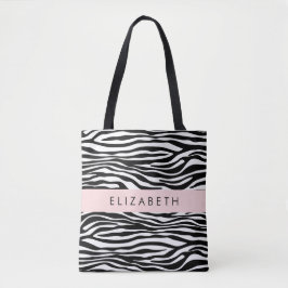 Bolsa Tote Impressão Zebra, Stripes, Preto E Branco, Seu Nome