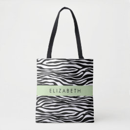 Bolsa Tote Impressão Zebra, Stripes, Preto E Branco, Seu Nome