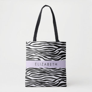 Bolsa Tote Impressão Zebra, Stripes, Preto E Branco, Seu Nome
