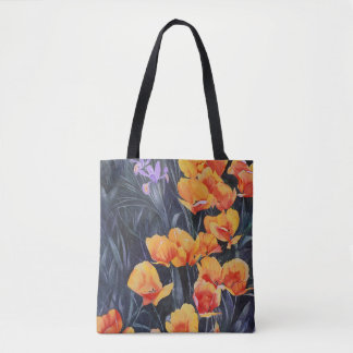 Bolsa Tote Impressionante Colorido de Campo Poppy