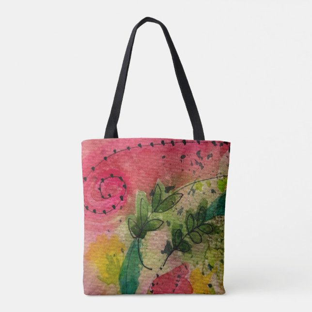 Bolsa Tote Impressionismo De Abstrato De Aquarelas E Tintas (Verso)