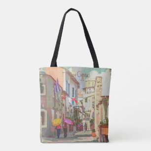 Bolsa Tote Impressionista Ruas Traseiras de Viagem Art de Chi