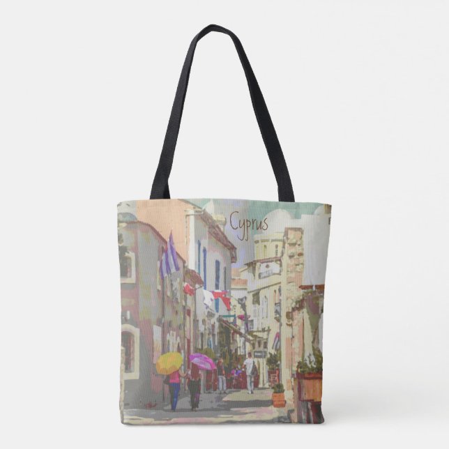 Bolsa Tote Impressionista Ruas Traseiras de Viagem Art de Chi (Verso)