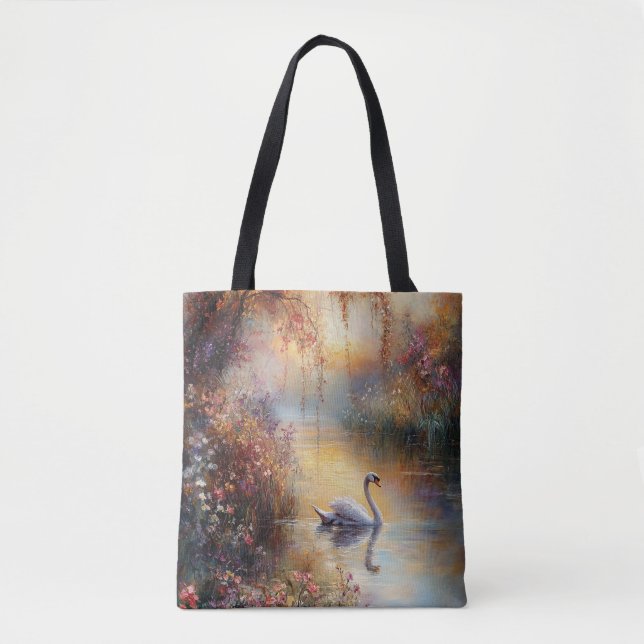 Bolsa Tote Impressionista Swan Rustic (Frente)