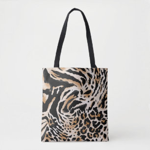 Bolsa Tote Impressões Animais: Leopardo Zebra Tiger