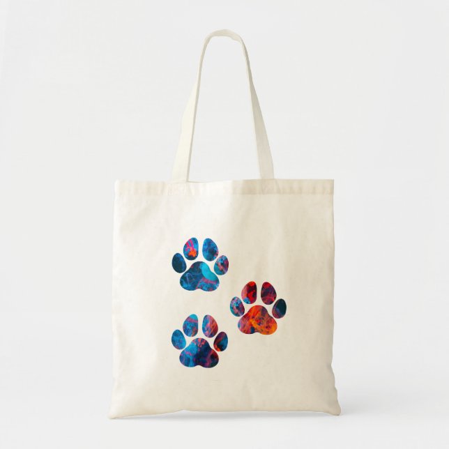 Bolsa Tote Impressões de pata de cão - Tinta na água (Frente)