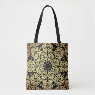 Bolsa Tote Incêndios Dourados de luxo Fundo Floral