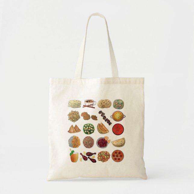 Bolsa Tote Índia: Comidas e cozinha da Índia Ilustração (Frente)