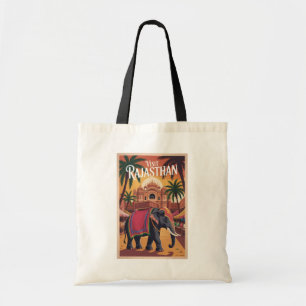Bolsa Tote Índia Rajasthan Ilustração Viagem Arte Vintage