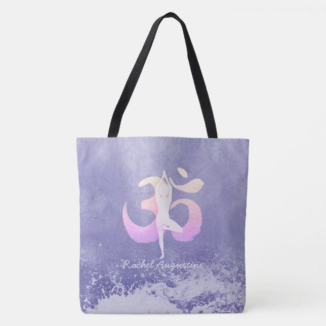 Bolsa Tote Indicador de Meditação Yoga Pose Om (Frente)
