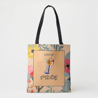 Bolsa Tote Indígena Americana Ainda Aqui Ayasha Cartoon Flora