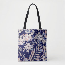 Bolsa Tote Indigo de Meia-Noite Eucalipto e Mirtilo Botânico