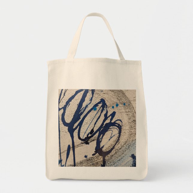 Bolsa Tote Índigo e Bege Abstratos (Frente)