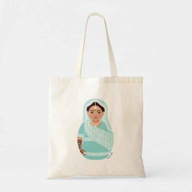 Bolsa Tote índio (Aqua) Matryoshka Bag (Frente)