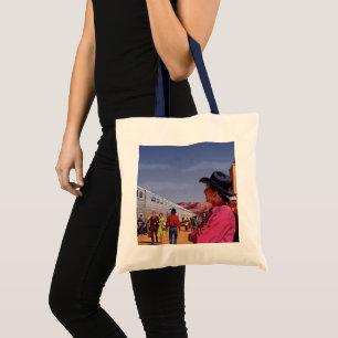 Bolsa Tote Índio Nativo Americano Antigo em uma Estação de Tr