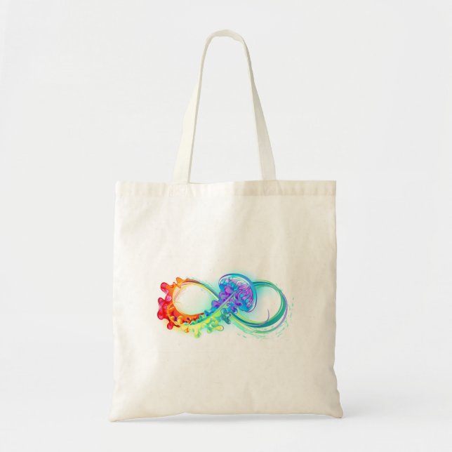 Bolsa Tote Infinidade com água-vivas do Arco-Íris (Frente)