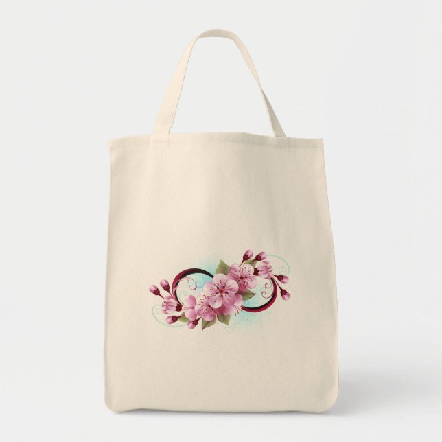 Bolsa Tote Infinidade com Flores de Flor Sakura (Frente)
