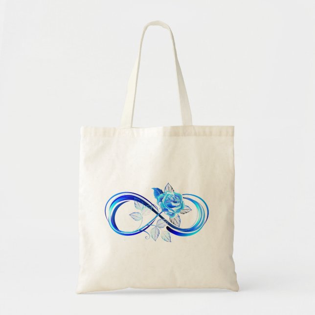 Bolsa Tote Infinito brilhante com rosa azul (Frente)