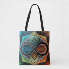 Bolsa Tote Infinity Mandala African Tribal Mask Abstrato